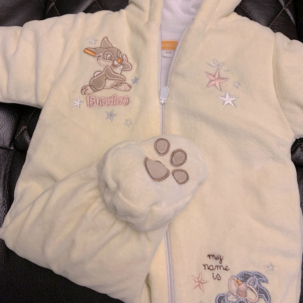 6M Unisex baby winter suit onesie, Bambi Thumper winter wear for babies girl/boy